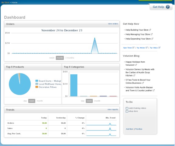 volusion dashboard