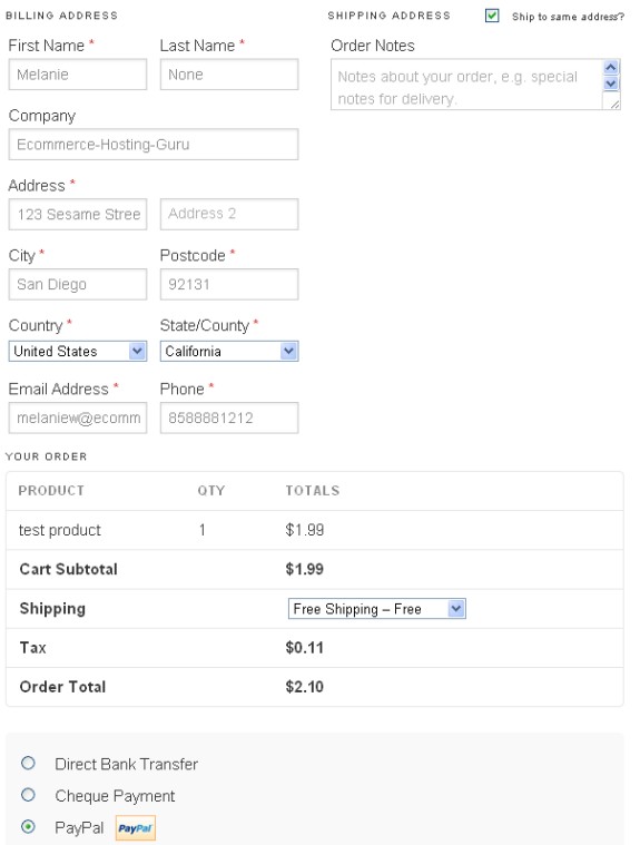 woocommerce checkout