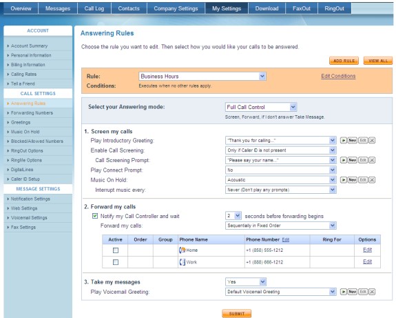 ringcentral answering rules