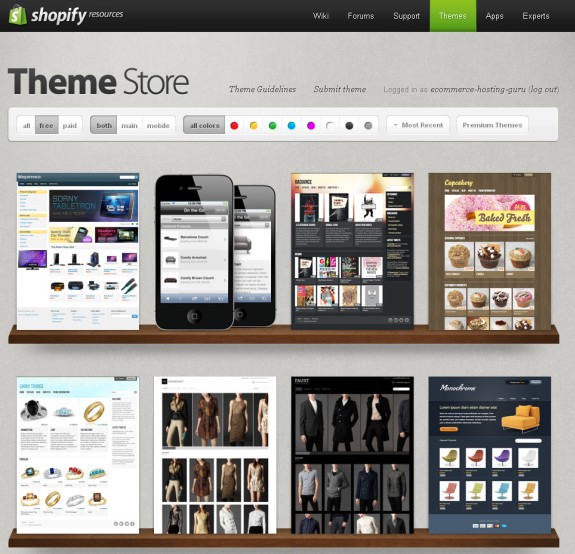 shopify theme selection